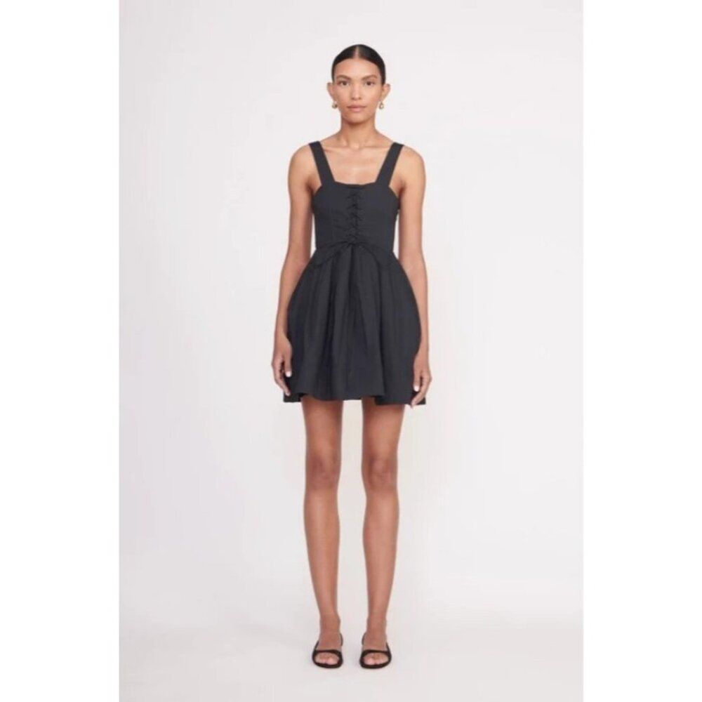 Staud Black Mini Sutton Dress Size 0 Babydoll Whimsigoth